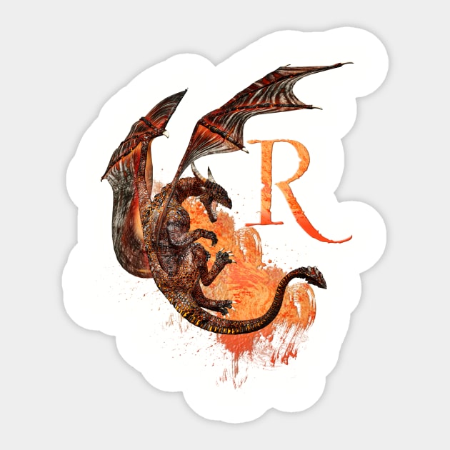 Drachen Buchstabe R Sticker by AndreaTiettje